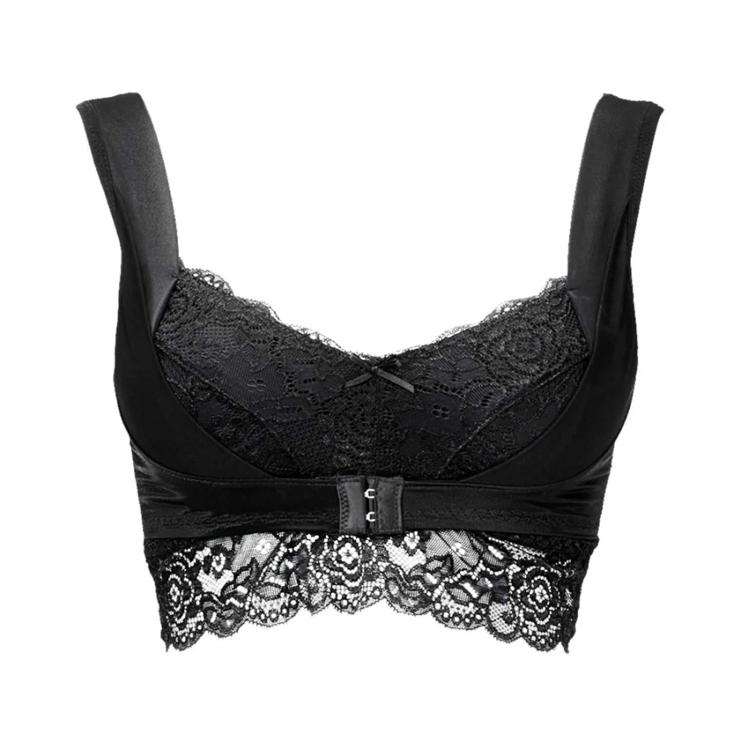 Push Up Vest Bras for Women Posture Corrector Gathered Bra without Steel Ring Front Closure Floral Embroidery Lace Bra Underwear