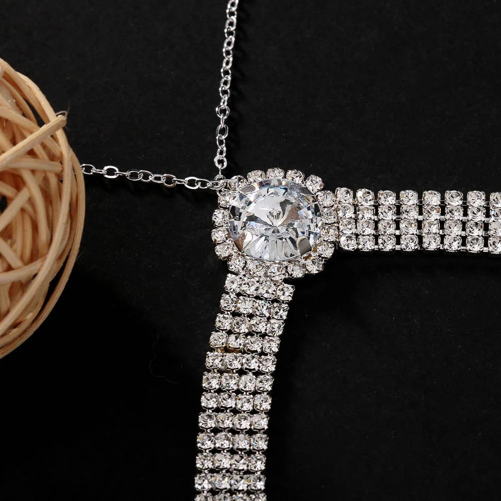 Stonefans Sexy Hanging Bra Chain Rhinestone Body Jewelry for Women Halter Breast Support Bra Jewelry Harness Top Bikini Gift