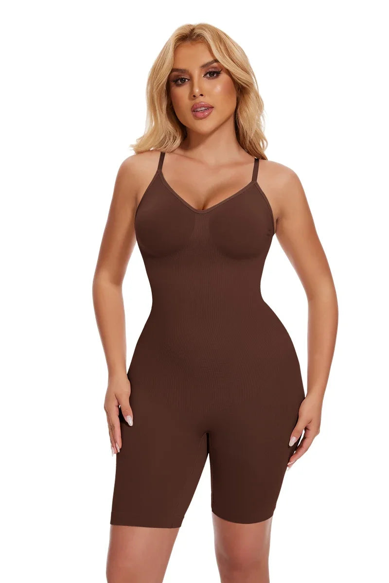 Seamless Tank Bodysuit Shapewear – Full-Body Slimming with Tummy Control, Anti-Chafing Shorts & Butt Lifter Waist Trainer