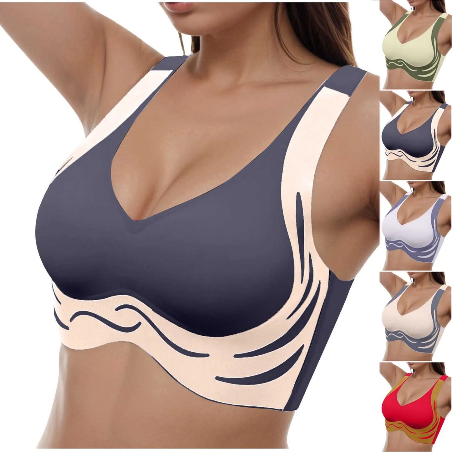 Women Seamless Bras No Underwire Scalloped Push Up Bras Soft Wireless Comfort Bralettes Full Coverage Everyday Bra Running Bra