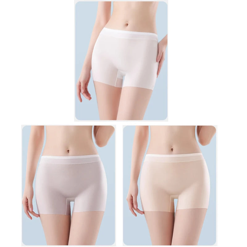3PCS Ice Silk Ultra-Thin High Waist Boxer Briefs – Seamless Quick-Drying Plus Size Panties for Women