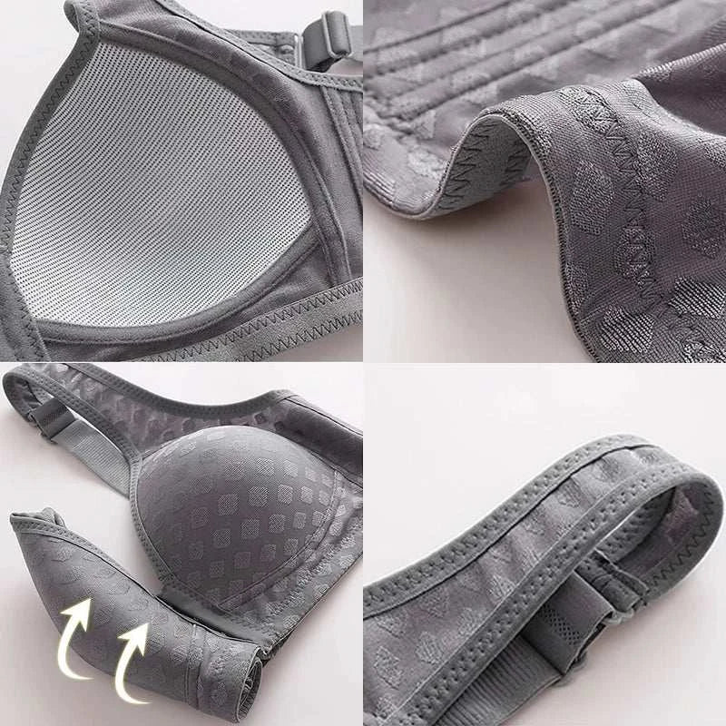 FallSweet Plus Size Front Closure Bra for Women, Seamless Wireless Push Up Bralette, Plaid Print Lingerie Comfortable Brassiere