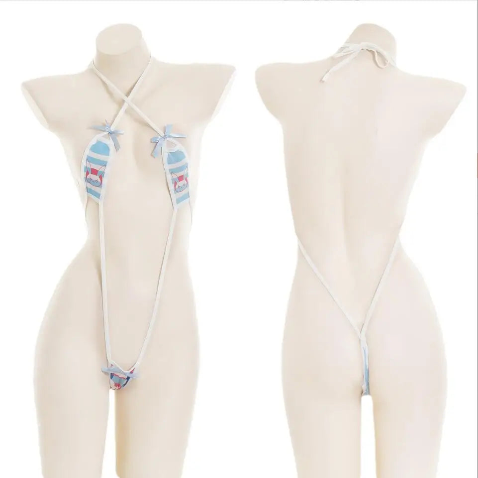Backless Halterneck Three-Point Bunny Bodysuit – One-Piece Sexy Lingerie Set