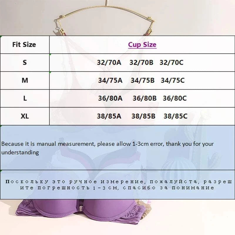 3Pcs Front buckle Sexy Bra Beautiful Back Gathered Lingerie Lace Bra Small Chest Adjustable Bra Women's Upper Support Lingerie