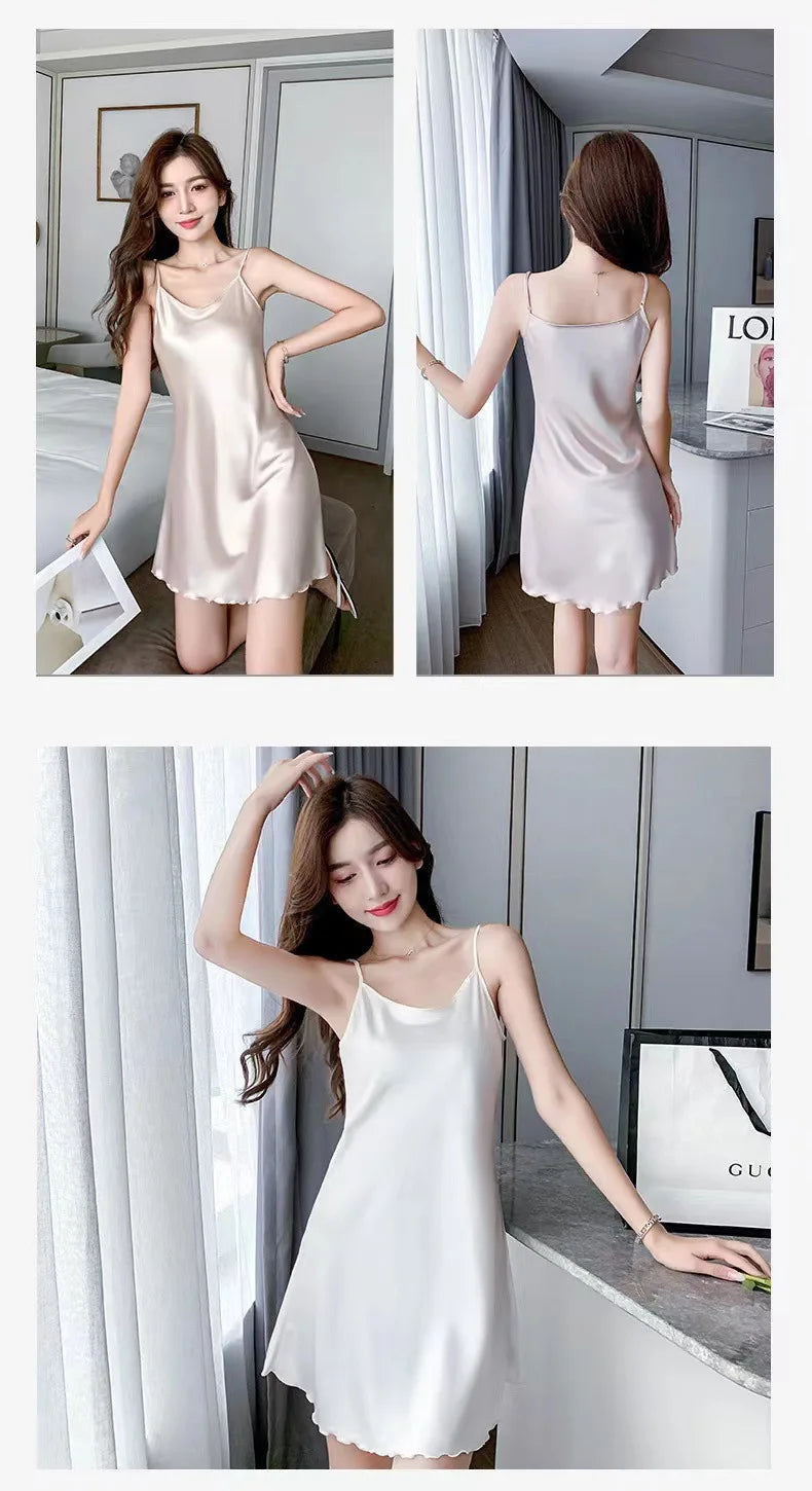 Silk Backless Slip Nightgown – Sexy Summer Sleepwear for Women