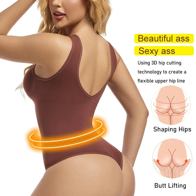 MISSMOLY Round-Neck Backless Shapewear Bodysuit – Tummy-Control Waist Trainer & Butt-Lifting Thong