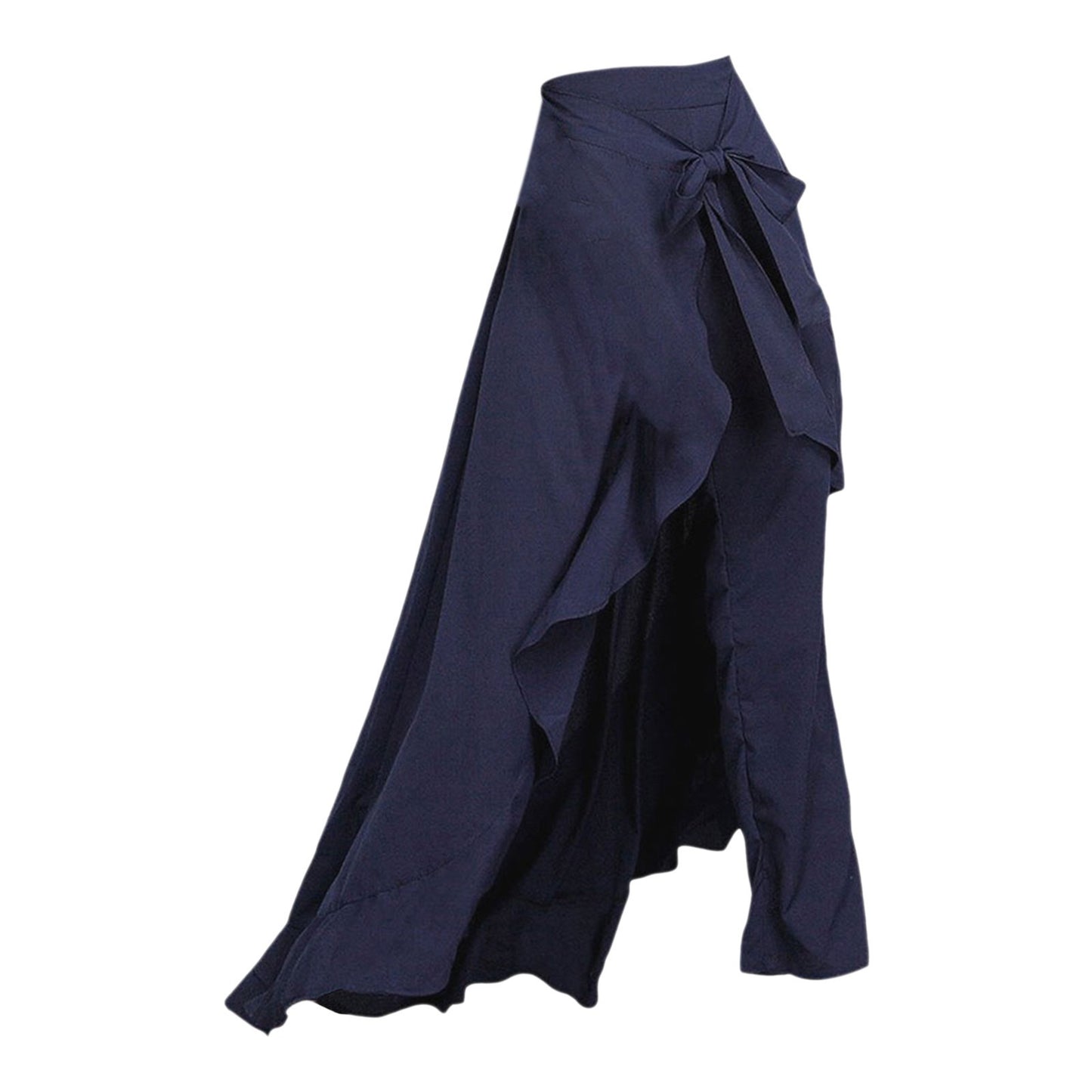 Women'S High Waist Chiffon Pants Wide Leg Pants Ruffle Trim Ice Silk Ankle-Length Long Trousers Summer Breeches Pantalones 바지