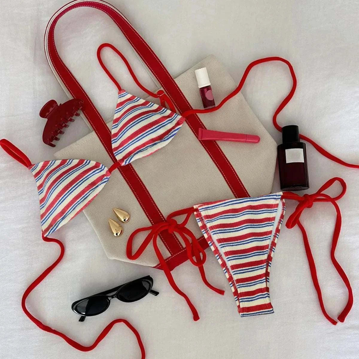 Women's Sexy Push-Up Two-Piece Swimsuit 2025 Bathing Suit Micro Beachwear Stripe Bikini Set Swimwear Trendy купальник женский