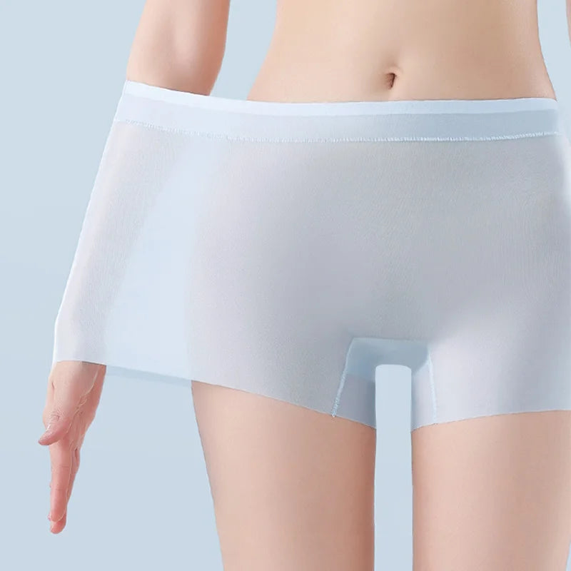 3PCS Ice Silk Ultra-Thin High Waist Boxer Briefs – Seamless Quick-Drying Plus Size Panties for Women