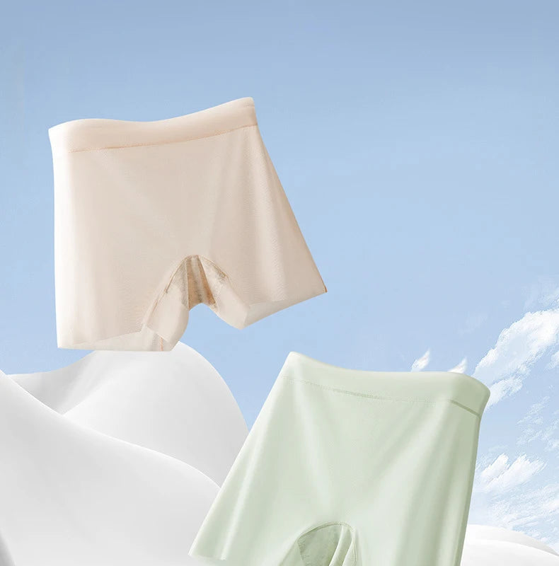 3PCS Ice Silk Ultra-Thin High Waist Boxer Briefs – Seamless Quick-Drying Plus Size Panties for Women