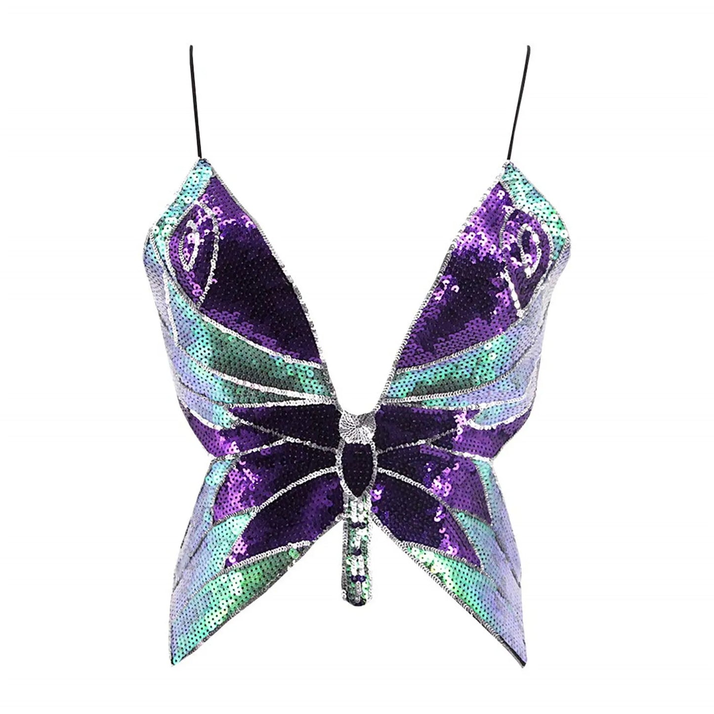 Sparkly Sequin Backless Bandage Crop Top – Sexy Sleeveless Dance & Carnival Vest for Women