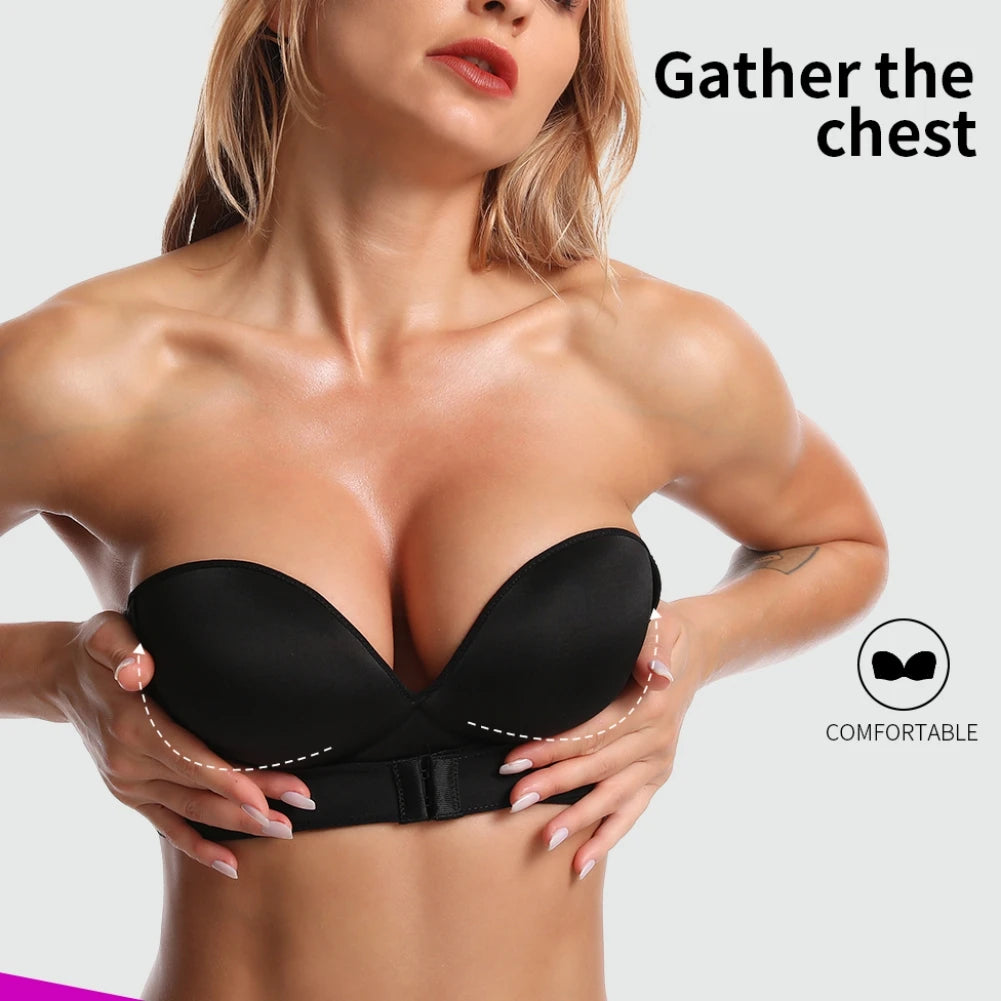 Front Closure Strapless Bra Push Up Bra Women Without Straps Sexy Bralette Backless Bra Pitted bra Female Invisible Underwear