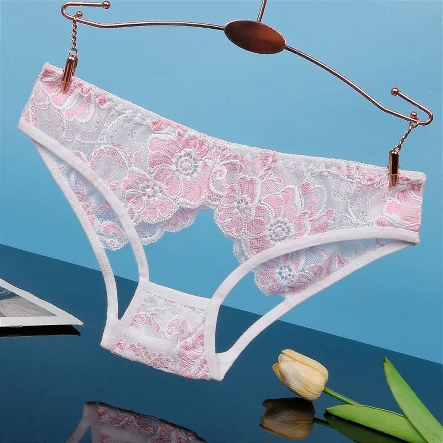 Sexy Hollow Out Underwear For Women Lace Low Waist Hipster Female Floral Embroidered Panties Underpants Sheer Thin Briefs