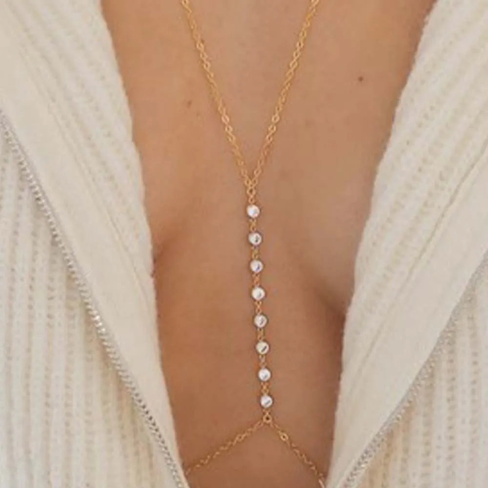 Stonefans Simple Body Chains Lingerie Rhinestone for Women Jewelry Party Sexy Chest Chain Accesorries Club Outfit 2024 Nightwear