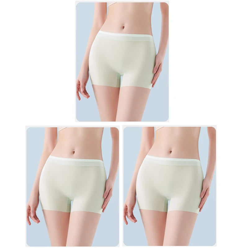 3PCS Ice Silk Ultra-Thin High Waist Boxer Briefs – Seamless Quick-Drying Plus Size Panties for Women