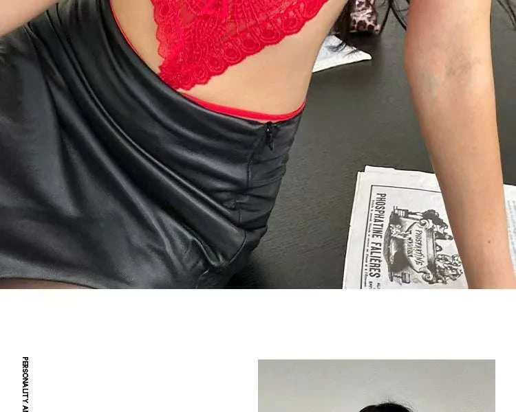 Sexy Lace Bodysuit - Deep V Neck Shaping Underwear for Small Bust, Lightweight Close-Fitting One-Piece Hollow Lingerie