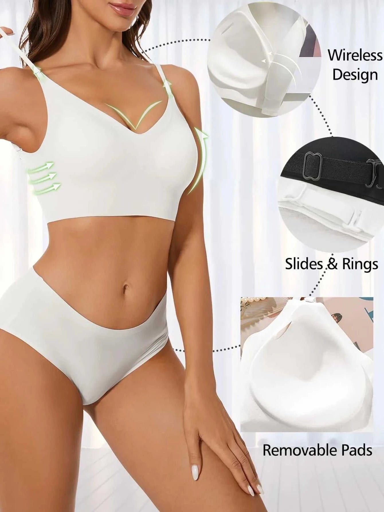 Women Invisible Bra Deep U Plunge Bras Backless Top for Dresses Sexy Lingerie with Transparent Strap Push Up Strapless Underwea