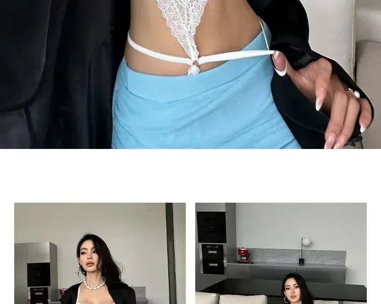 Sexy Lace Bodysuit - Deep V Neck Shaping Underwear for Small Bust, Lightweight Close-Fitting One-Piece Hollow Lingerie