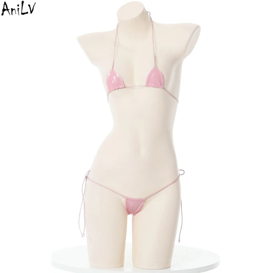 AniLV Kawaii Temptation Mini Bikini Set – Summer Beach Lingerie-Inspired Swimwear