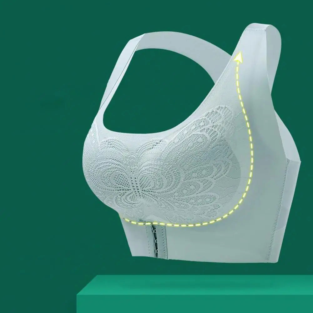 Front-Closure Wireless Posture Support Sports Bra – Breathable Cross-Back Comfort Underwear