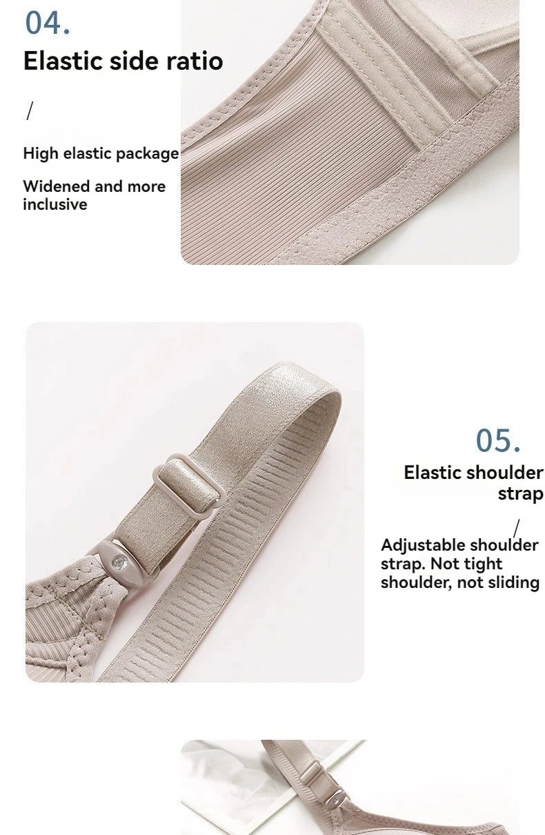 Plus-Size Front-Closure Push-Up Bra for Mature Women – Adjustable Thin Cups, Breathable Comfort Underwear