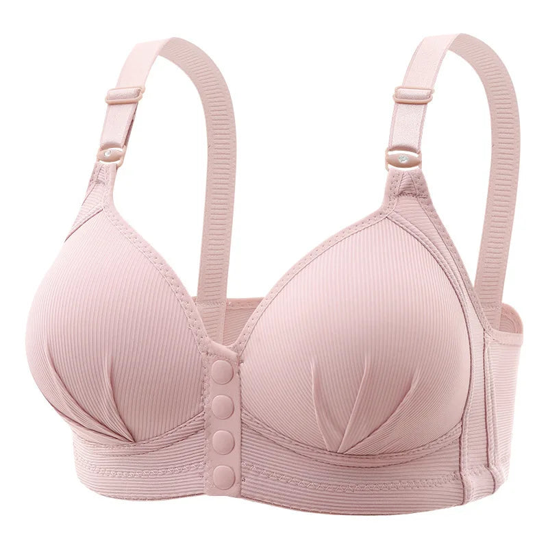 Plus-Size Front-Closure Push-Up Bra for Mature Women – Adjustable Thin Cups, Breathable Comfort Underwear