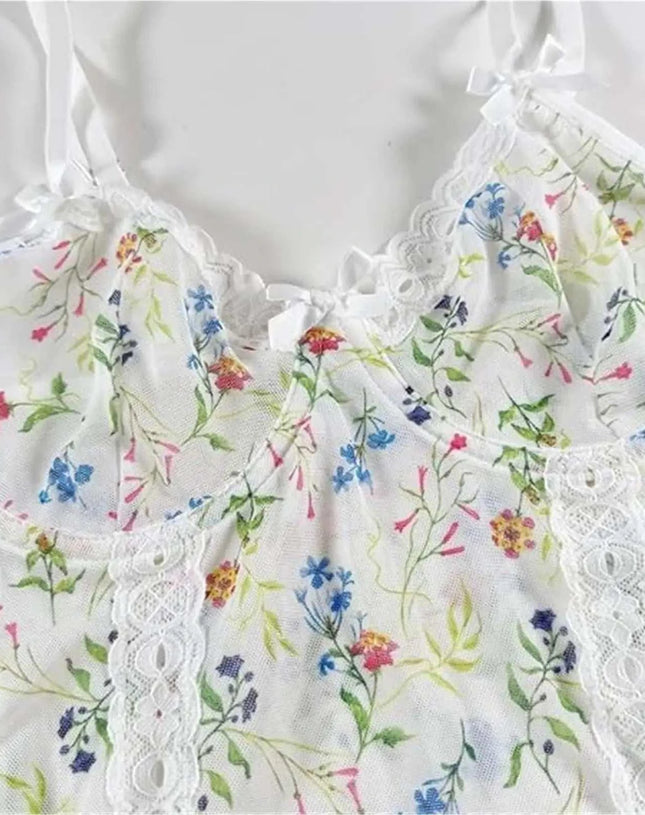 Sexy Lingerie Lace Lingerie Set Women's Babydoll Lingerie For Women Rustic FloralSide Split Nightgown