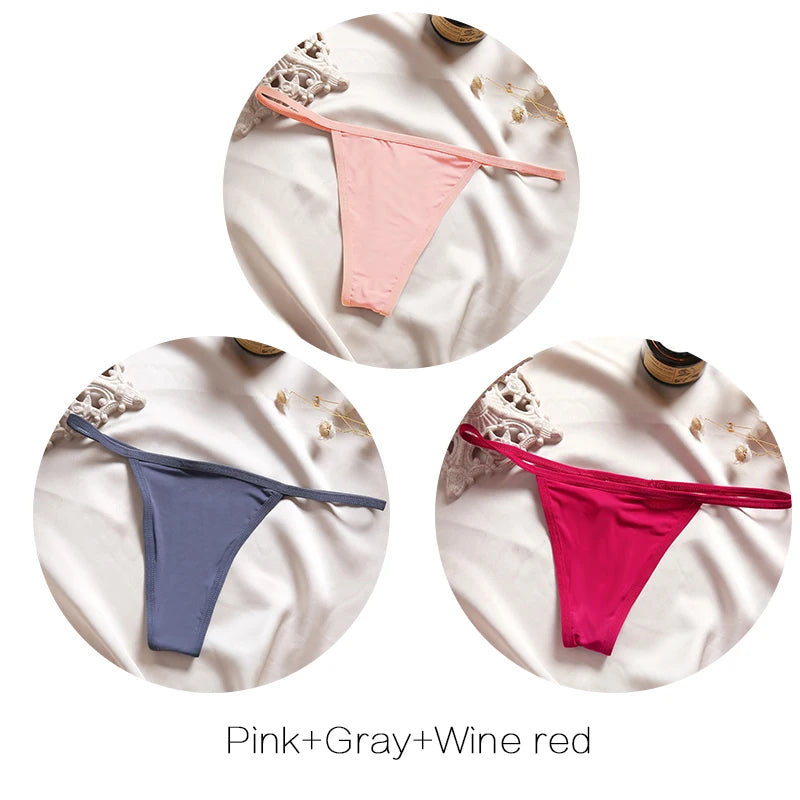 FINETOO 3-Pack Low-Rise T-Back Thong Set – Women’s Sexy Bikini Panties (M–XL)