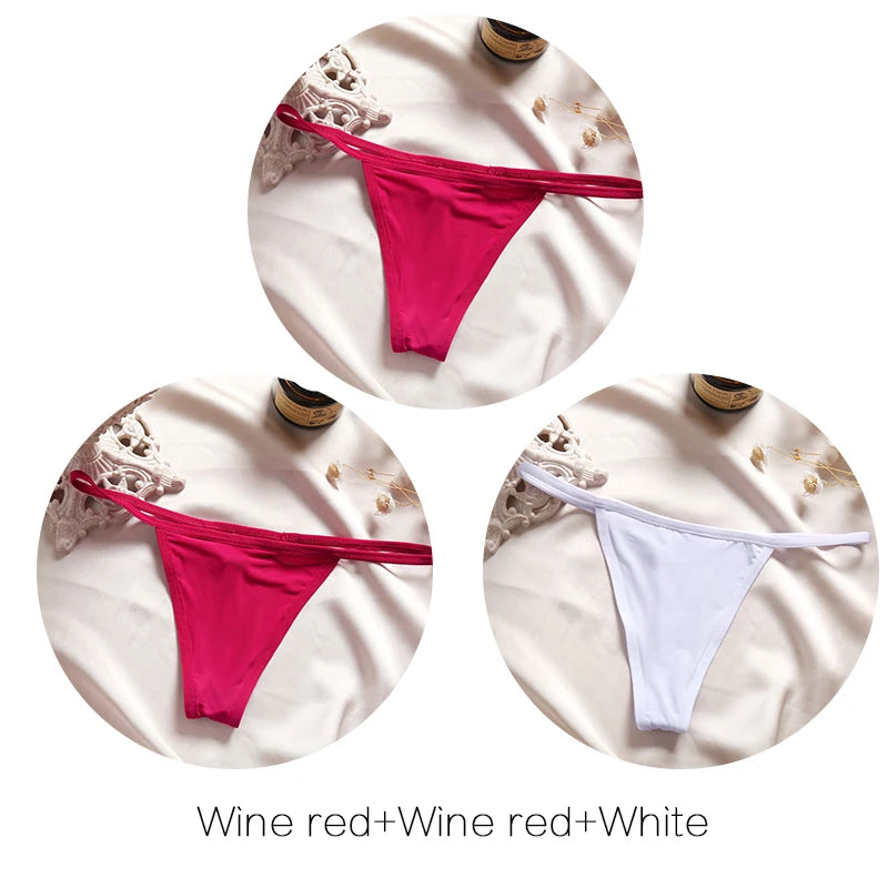 FINETOO 3-Pack Low-Rise T-Back Thong Set – Women’s Sexy Bikini Panties (M–XL)