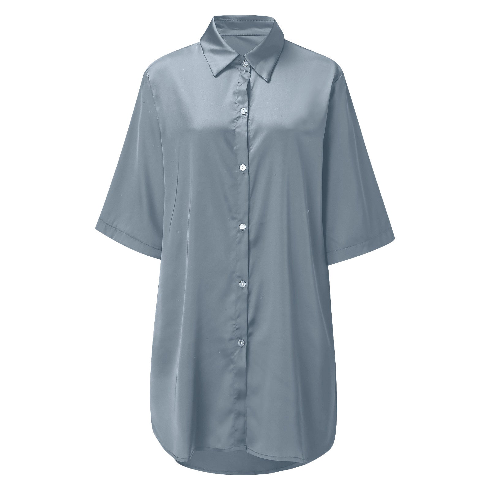 Plus Size Sexy Satin Sleepwear Women Ladies Night Dress Lingerie Nighties V-neck Button Sleep Tops Shirts Loose Nightgown Pijama