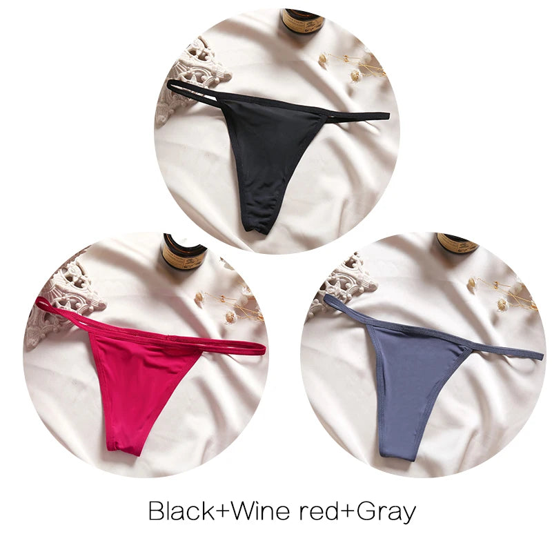FINETOO 3-Pack Low-Rise T-Back Thong Set – Women’s Sexy Bikini Panties (M–XL)