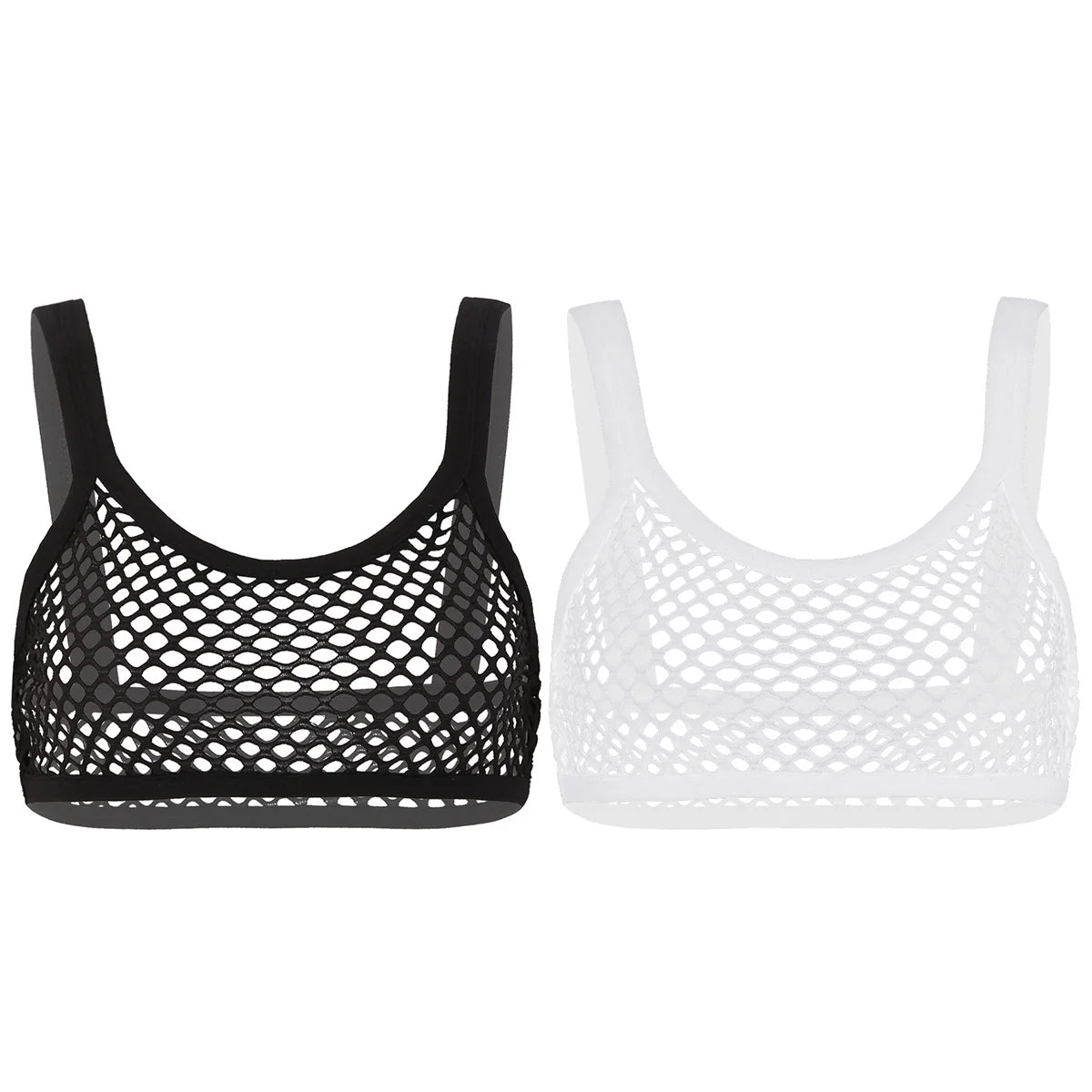 Womens Camisole Crop Tops Sexy Transparent Fishnet Mini Top Gym Party Tanks Sleeveless Hollow Out Vest Female Clubwear Tank Top