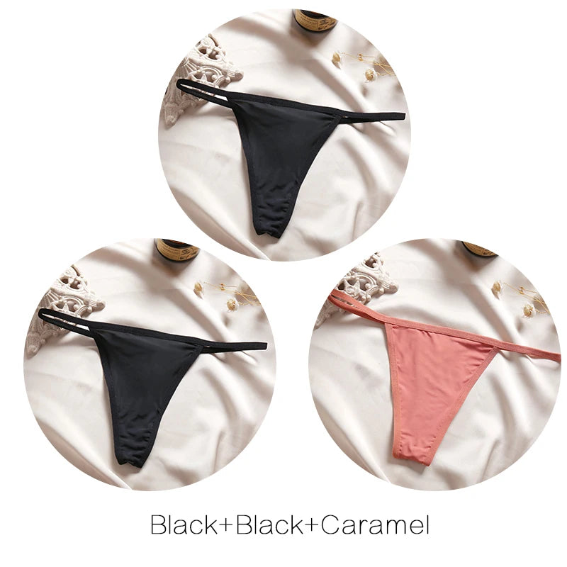 FINETOO 3-Pack Low-Rise T-Back Thong Set – Women’s Sexy Bikini Panties (M–XL)