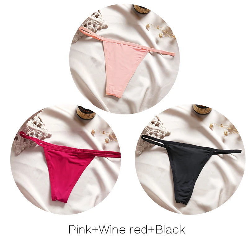 FINETOO 3-Pack Low-Rise T-Back Thong Set – Women’s Sexy Bikini Panties (M–XL)