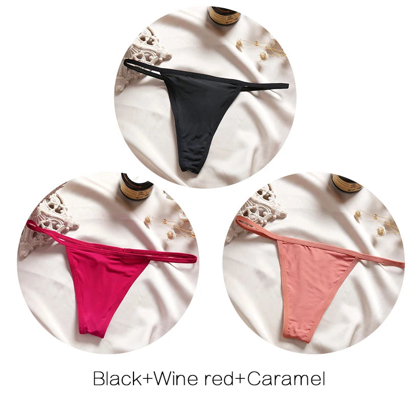 FINETOO 3-Pack Low-Rise T-Back Thong Set – Women’s Sexy Bikini Panties (M–XL)