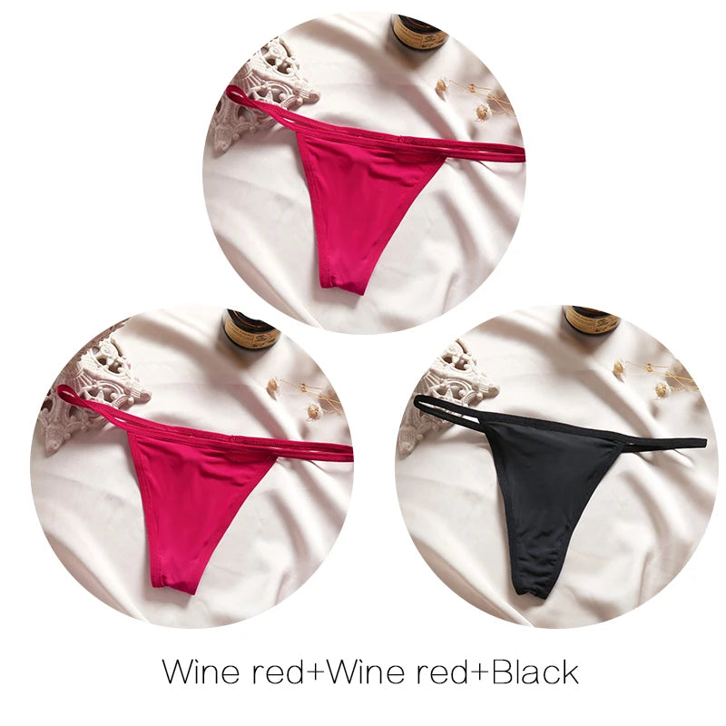 FINETOO 3-Pack Low-Rise T-Back Thong Set – Women’s Sexy Bikini Panties (M–XL)