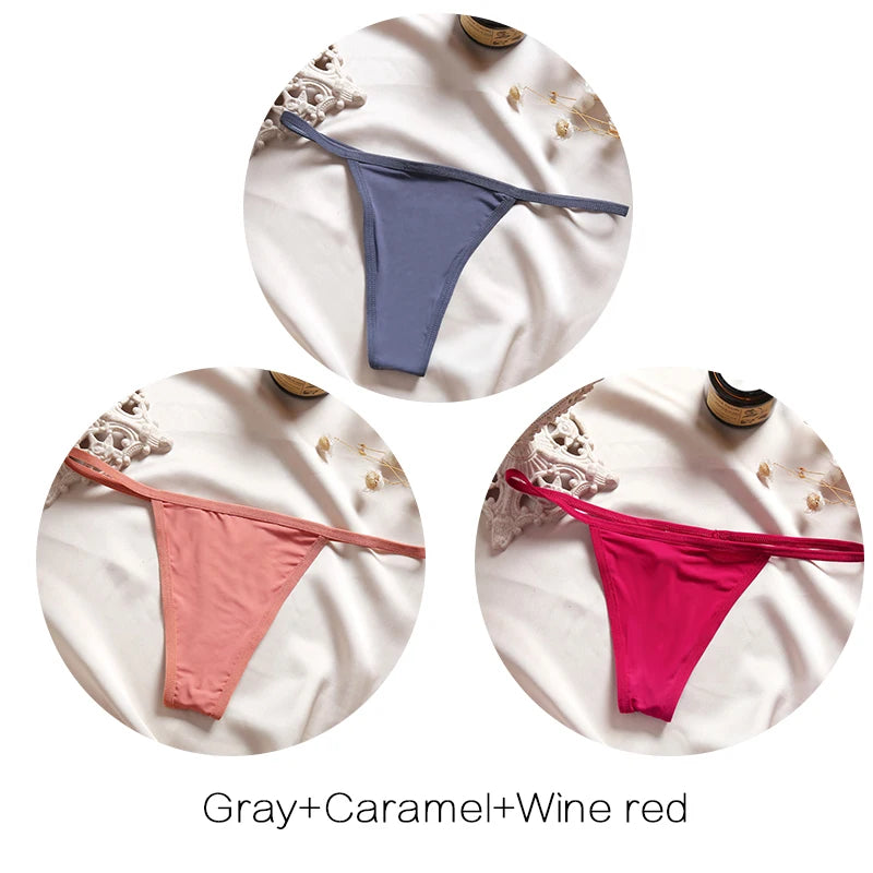 FINETOO 3-Pack Low-Rise T-Back Thong Set – Women’s Sexy Bikini Panties (M–XL)