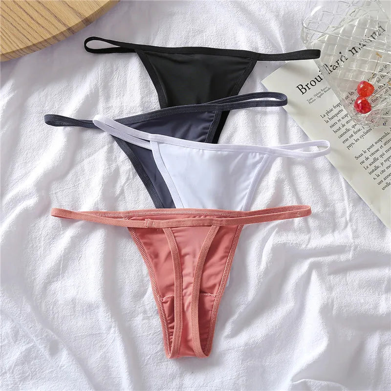 FINETOO 3-Pack Low-Rise T-Back Thong Set – Women’s Sexy Bikini Panties (M–XL)