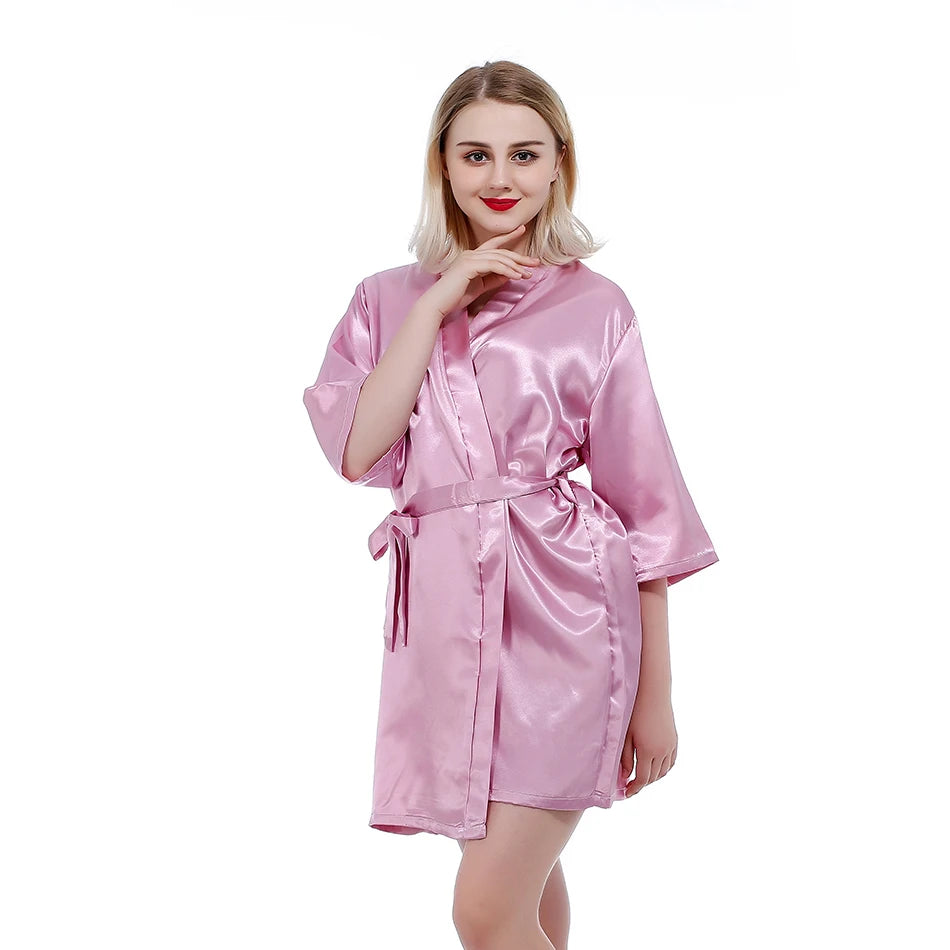 RB030 Sexy Large Size Sexy Satin Night Robe Lace Bathrobe Perfect Wedding Bride Bridesmaid Robes Dressing Gown For Women