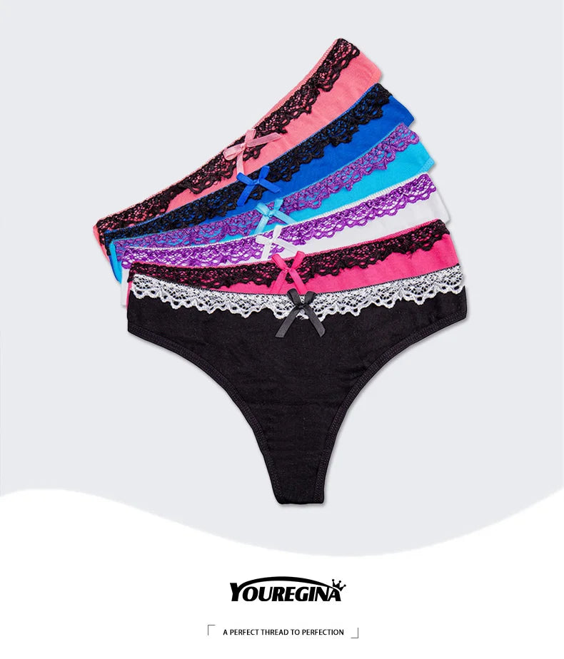 Sexy G-String Cotton Panties for Women Thong T Back Female Underwear Lingerie Briefs Bikini Low Waist Transparent 5 Pcs/set