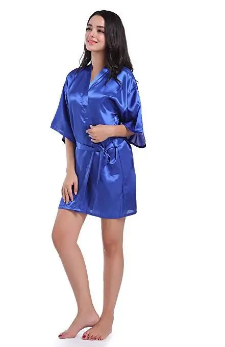 RB030 Sexy Large Size Sexy Satin Night Robe Lace Bathrobe Perfect Wedding Bride Bridesmaid Robes Dressing Gown For Women