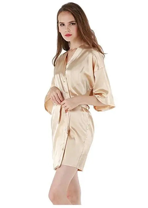 RB030 Sexy Large Size Sexy Satin Night Robe Lace Bathrobe Perfect Wedding Bride Bridesmaid Robes Dressing Gown For Women