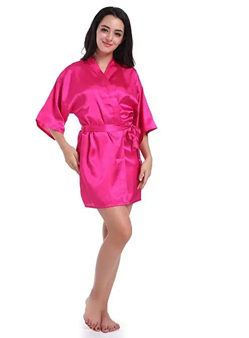 RB030 Sexy Large Size Sexy Satin Night Robe Lace Bathrobe Perfect Wedding Bride Bridesmaid Robes Dressing Gown For Women