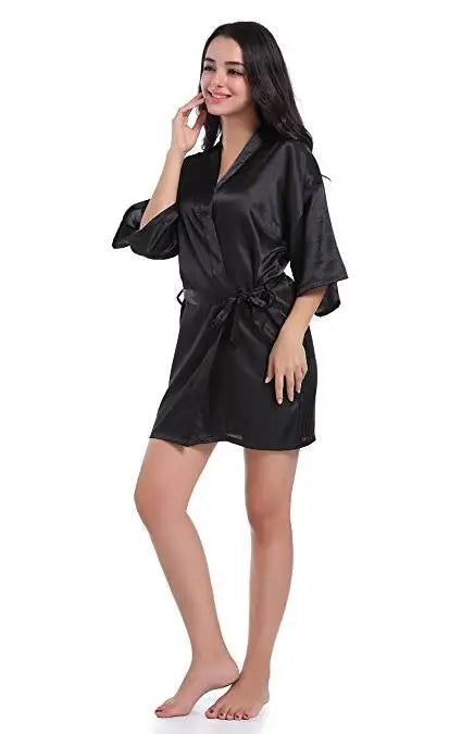 RB030 Sexy Large Size Sexy Satin Night Robe Lace Bathrobe Perfect Wedding Bride Bridesmaid Robes Dressing Gown For Women