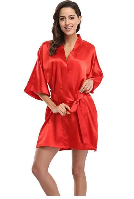 RB030 Sexy Large Size Sexy Satin Night Robe Lace Bathrobe Perfect Wedding Bride Bridesmaid Robes Dressing Gown For Women