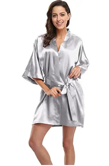 RB030 Sexy Large Size Sexy Satin Night Robe Lace Bathrobe Perfect Wedding Bride Bridesmaid Robes Dressing Gown For Women