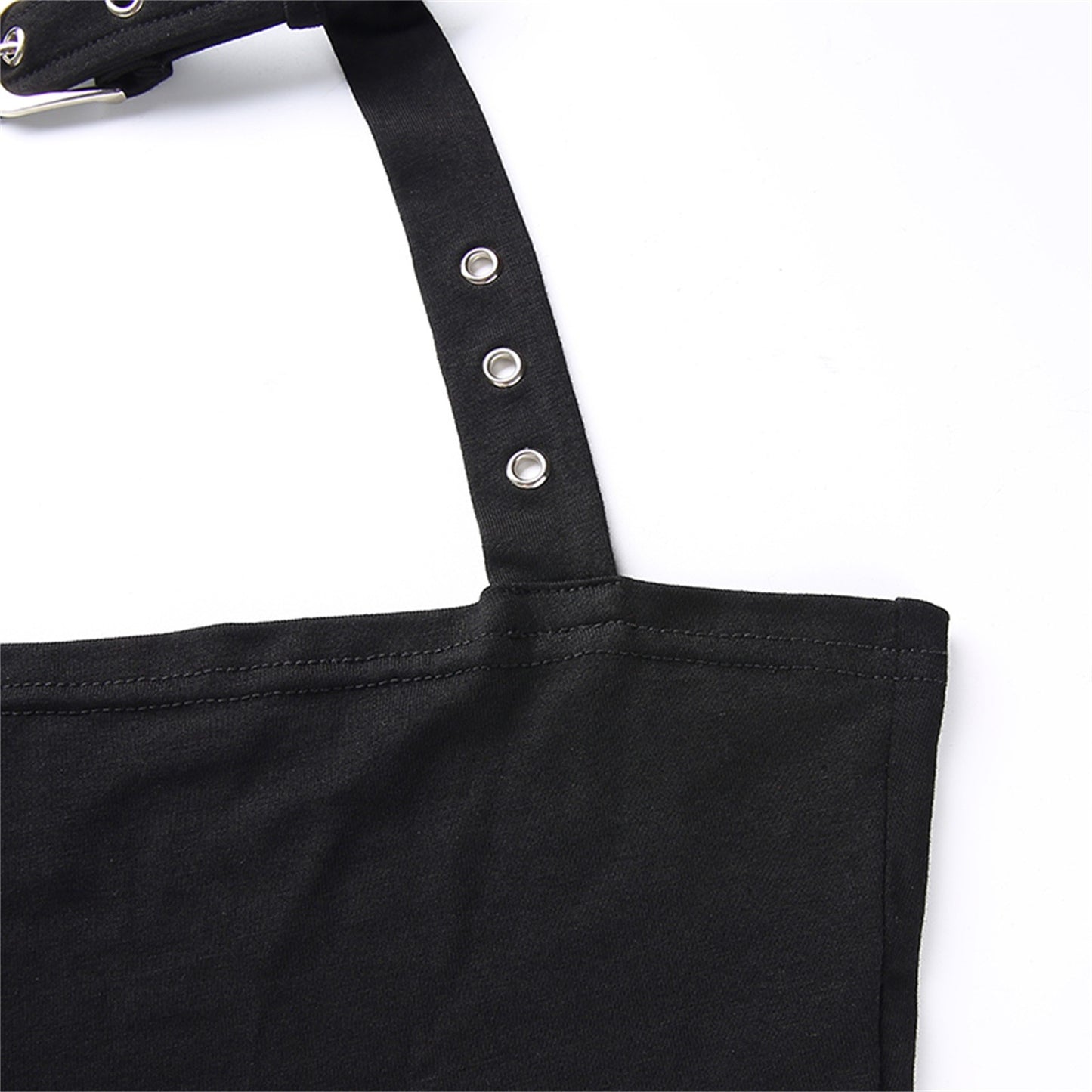 Sexy Punk Choker Halter Crop Top – Backless Slim Fit Gothic Cami Bandeau for Women