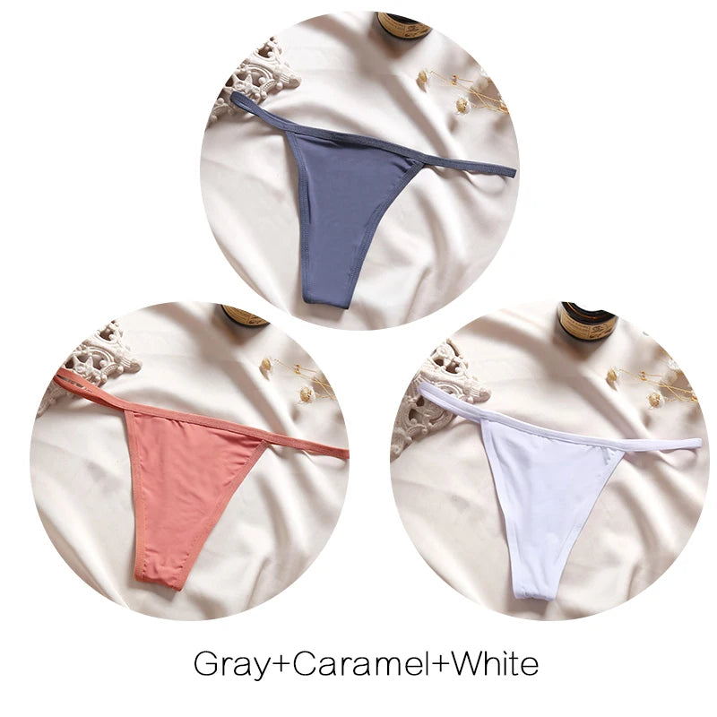 FINETOO 3-Pack Low-Rise T-Back Thong Set – Women’s Sexy Bikini Panties (M–XL)