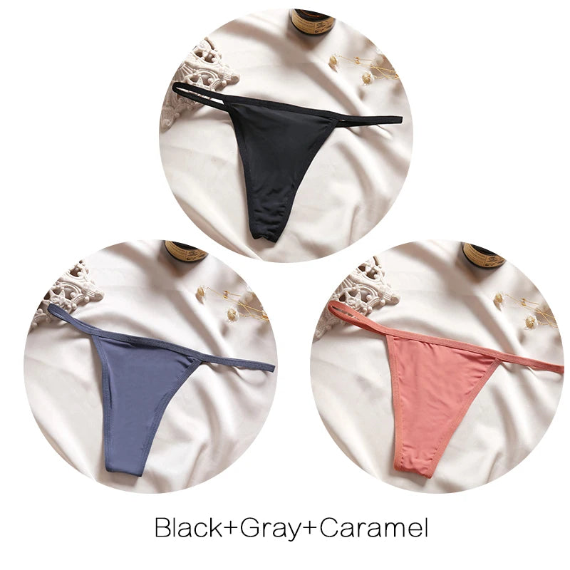 FINETOO 3-Pack Low-Rise T-Back Thong Set – Women’s Sexy Bikini Panties (M–XL)