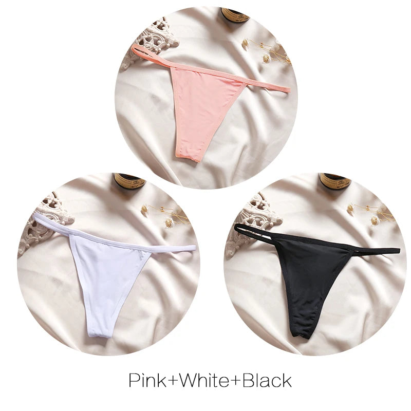 FINETOO 3-Pack Low-Rise T-Back Thong Set – Women’s Sexy Bikini Panties (M–XL)